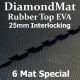 Rubber Top EVA – Interlocking – 25mm Diamond Mat – 6 Mat Special